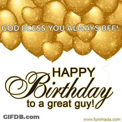 Birthday Card With Gold Balloons GIF
