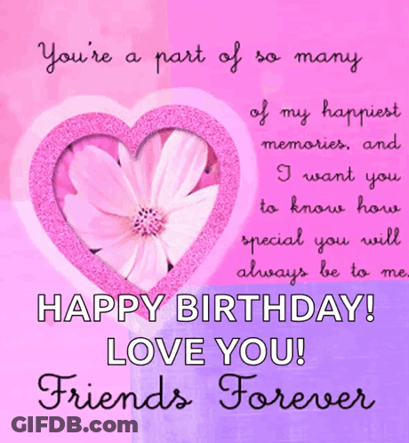 Birthday Card With Heart And Flower GIF