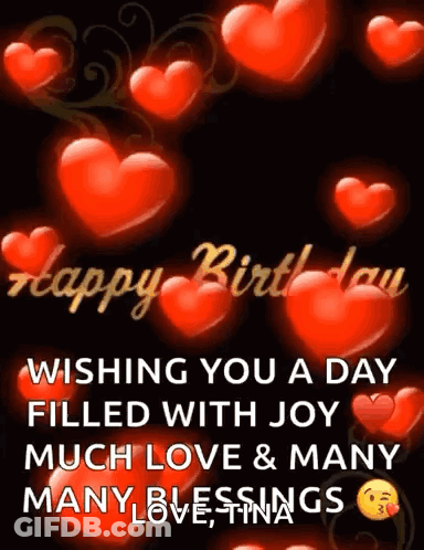 Birthday Card With Hearts And Blessings GIF