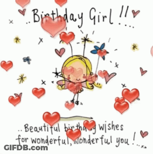 Birthday Card With Hearts And Flowers GIF