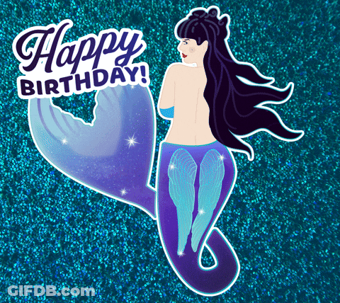 Birthday Card With Mermaid Saying Happy Birthday GIF