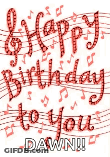 Birthday Card With Music Notes Saying Happy Birthday To You Dawn GIF