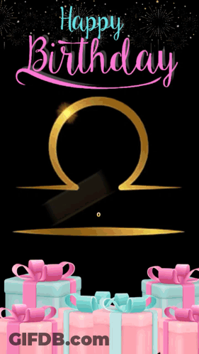 Birthday Card With Pink And Blue Gifts GIF