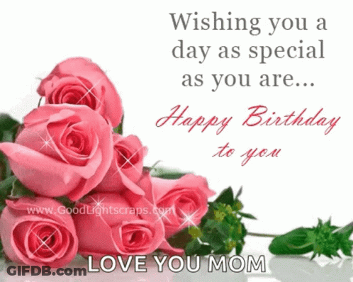 Birthday Card With Pink Roses GIF