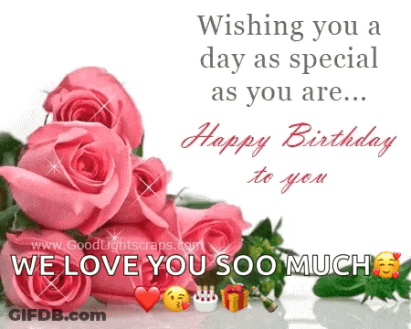 Birthday Card With Pink Roses Wishing You A Special Day GIF