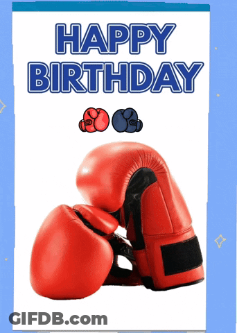 Birthday Card With Red Boxing Gloves Saying Happy Birthday GIF