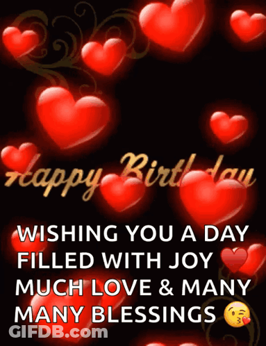 Birthday Card With Red Hearts GIF
