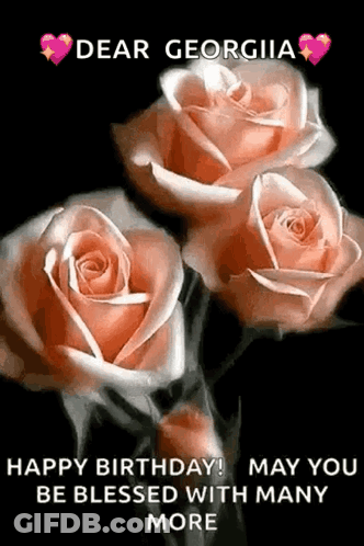 Birthday Card With Roses And Happy Birthday GIF
