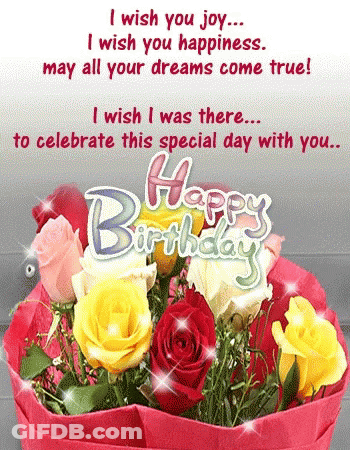 Birthday Card With Roses And Joy GIF