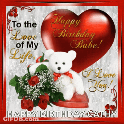 Birthday Card With Teddy Bear And Roses GIF