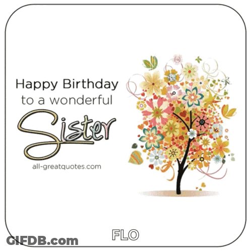 Birthday Card With Tree And Flowers GIF