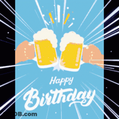 Birthday Card With Two Beer Mugs GIF