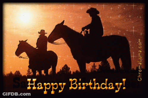 Birthday Card With Two Cowboys On Horses GIF
