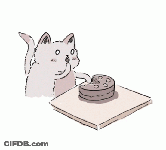 Birthday Cat Fast Eating GIF