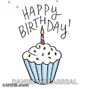 Birthday Cupcake With Candle And Sprinkles GIF