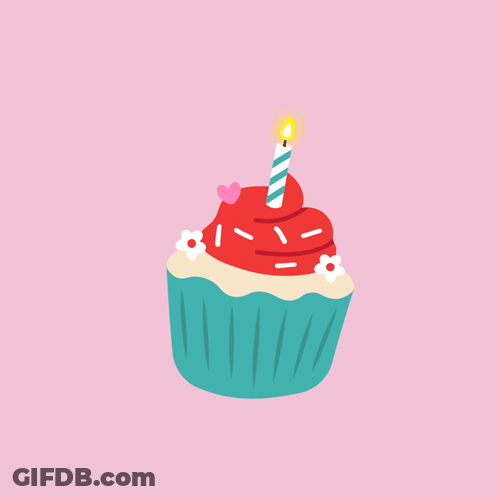 Birthday Cupcake With Candle GIF