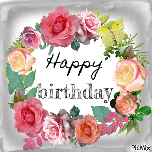 Birthday Flowers Blooming Butterfly GIF