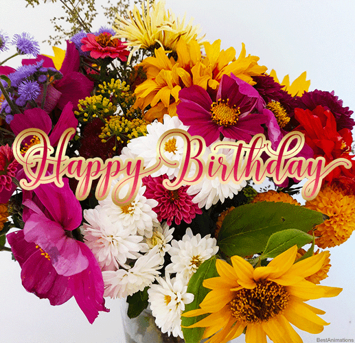 Birthday Flowers Bouquet Greetings GIF