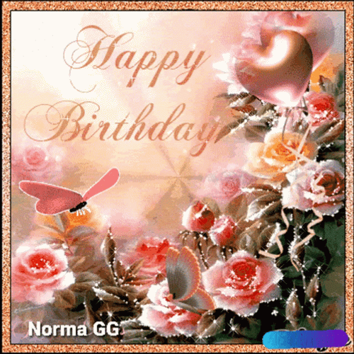 Birthday Flowers Happy Birthday Heart Balloons GIF