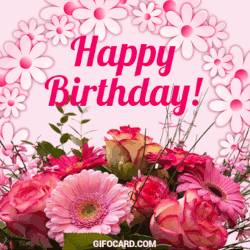 Birthday Flowers Pink Daisies Greeting GIF