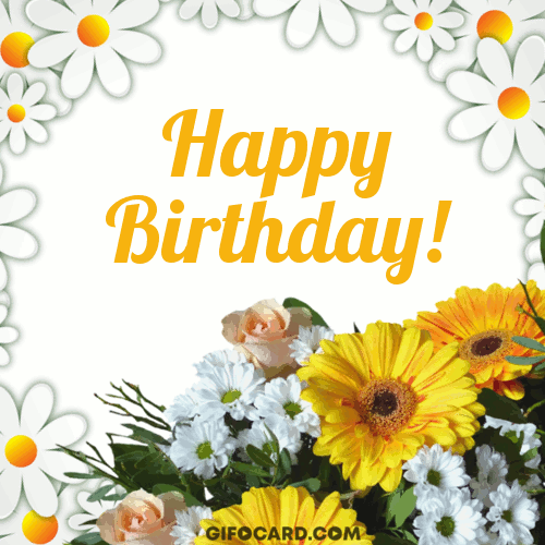 Birthday Flowers Yellow Daisies GIF