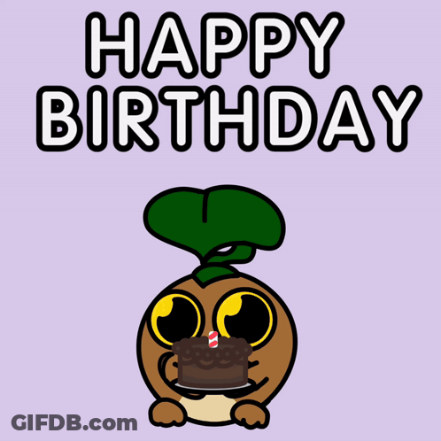 Birthday Greeting Card With Cake And Party Hat GIF