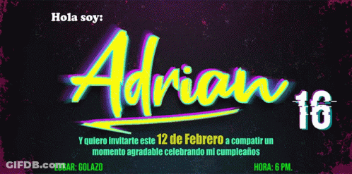 Birthday Invitation For Adrian 16 With Fireworks GIF