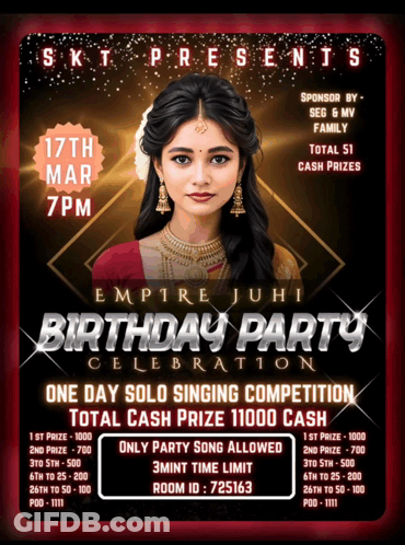 Birthday Party Poster With Woman GIF