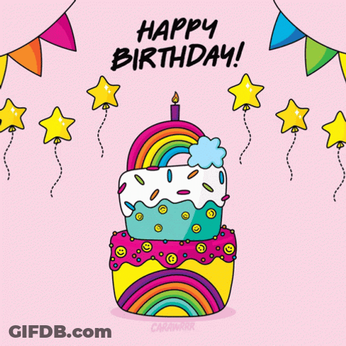 Birthday Party Rainbow Cake GIF