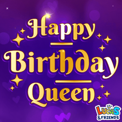Birthday Queen Golden Text GIF