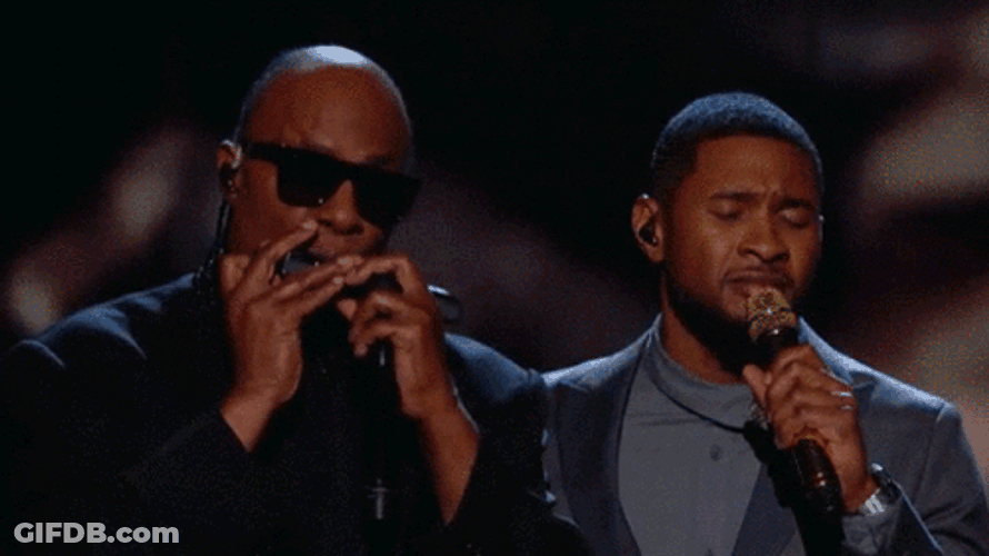 Birthday Stevie Wonder Happy With Usher GIF