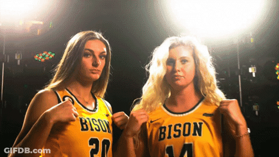 Bison Basketball Player Flexing Jersey GIF