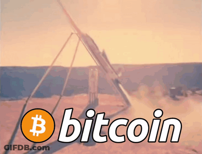 Bitcoin Astronaut With Blazzord Head On Launching Rocket GIF