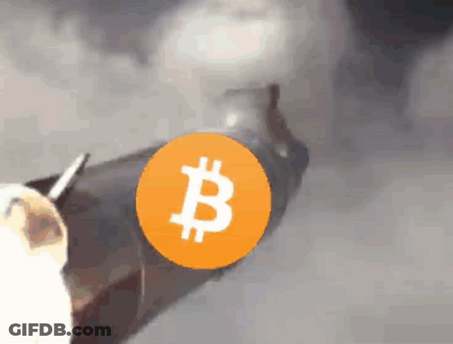 Bitcoin Astronaut With Javier Milei Head On Rocket GIF