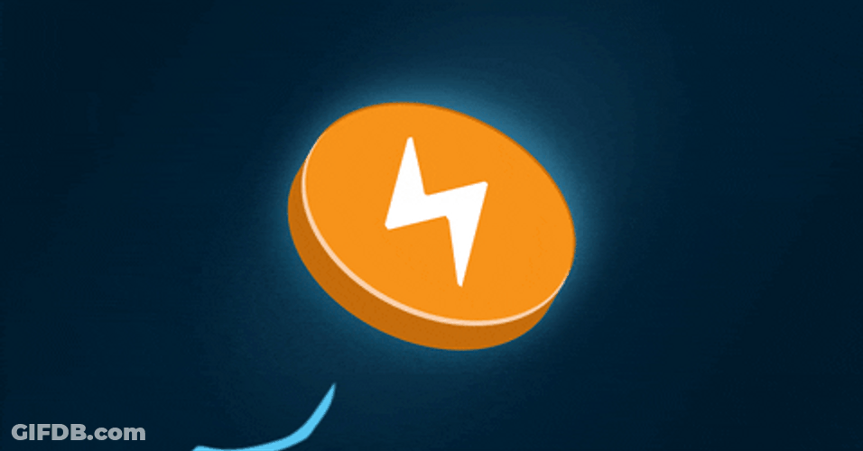 Bitcoin Logo Yellow Lightning Blue Striking GIF