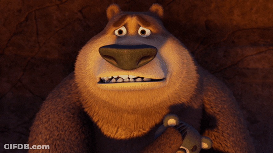 Biting Nails Nervous Bear Open Season Scared Silly GIF