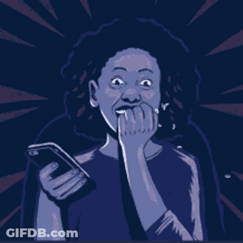 Biting Nails Nervous Lady On Phone Illustration Animation GIF