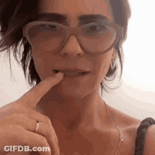 Biting Nails Nervous Lady With Glasses GIF