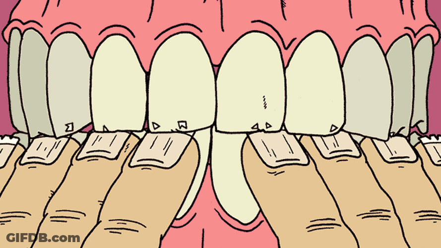 Biting Nails Teeth Chomping Cartoon Animation GIF