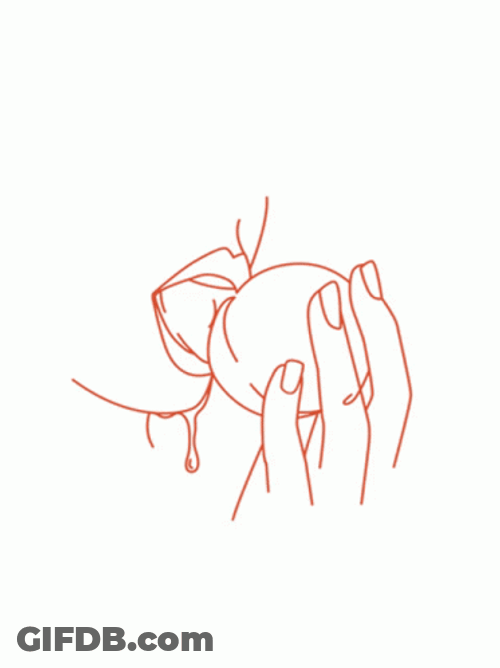 Biting On Peach Moving Sketch GIF