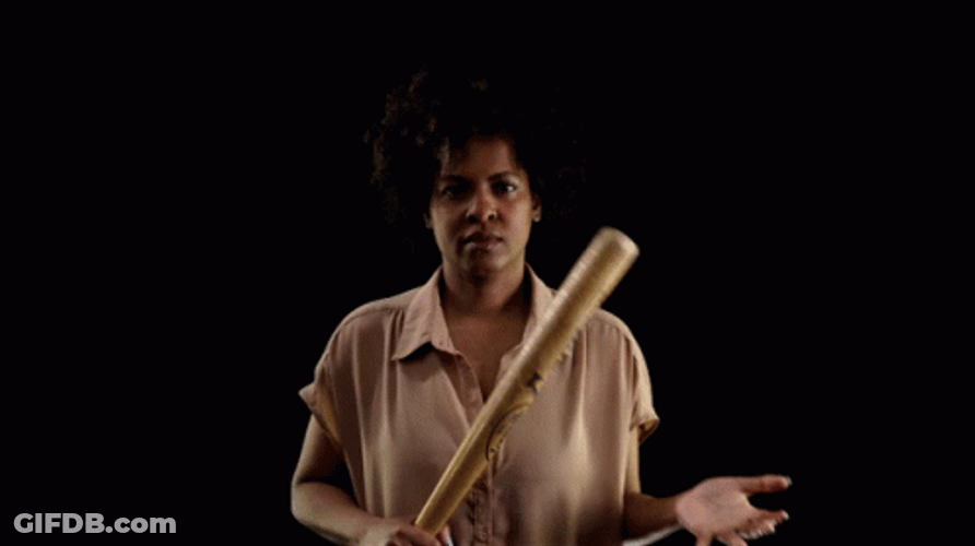 Black Afro Girl Baseball Bat GIF