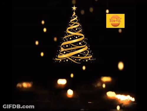 Black And Gold Christmas Tree With Merry Christmas GIF
