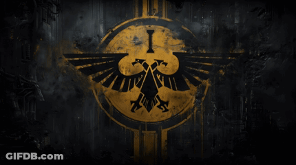Black And Gold Emblem With Bird On Dark Background GIF