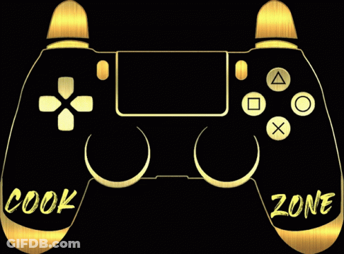 Black And Gold Video Game Controller With Cook Zone GIF