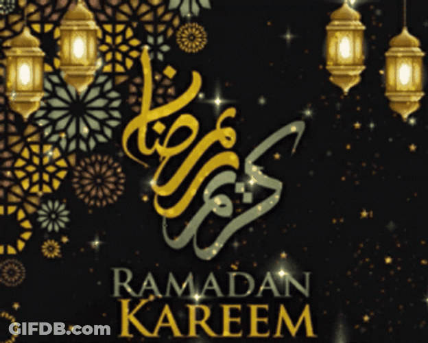 Black And Golden Ramadan Kareem Greeting GIF