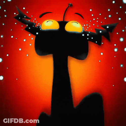 Black And Orange Monster With Yellow Eyes GIF