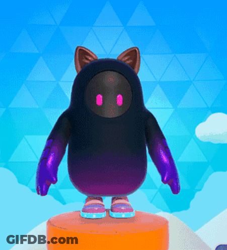 Black And Purple Cartoon Character With Cat Ear GIF