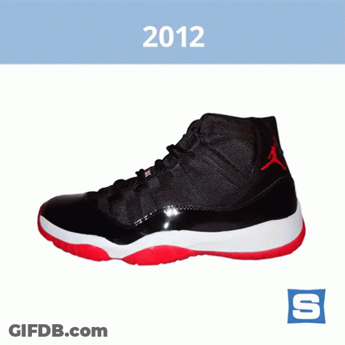 Black And Red Air Jordan 11 Sneakers 2012 GIF