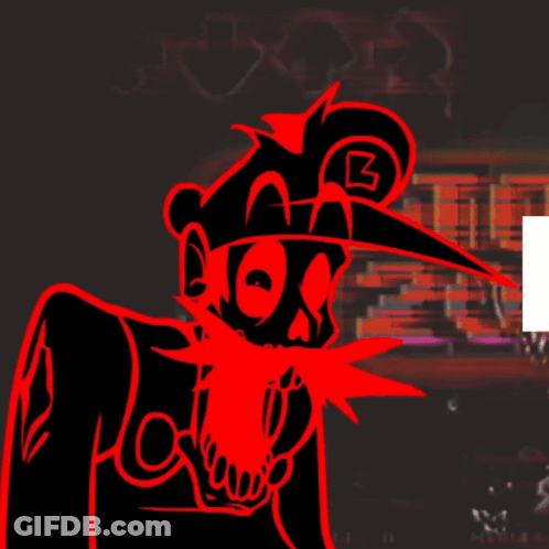 Black And Red Cartoon Character With B GIF