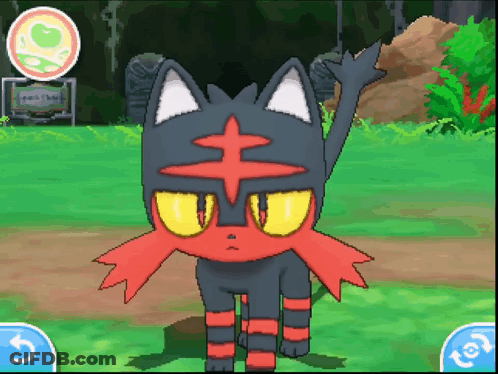 Black And Red Cat With Yellow Eyes In Grassy Field GIF